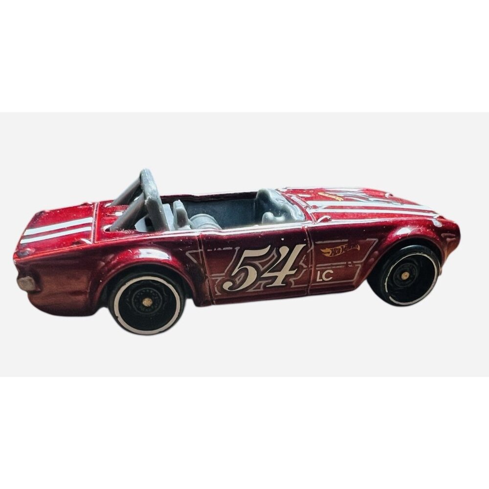 2009 HOT WHEELS TRIUMPH TR6 CONVERTIBLE #54 RED 1:64 DIECAST 2 5/8" CAR W/ WHITE